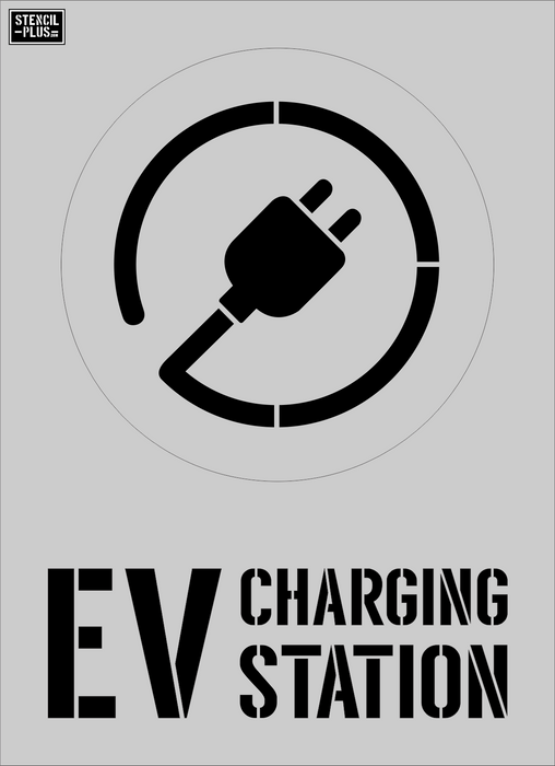 EV Charging Station w/ Plug- 2 PC Pavement Marking Stencil
