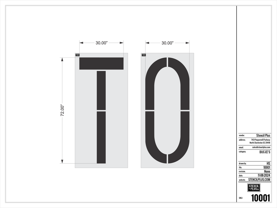 72" x 30"- "TO"-BUCEES-Pavement Marking Stencils