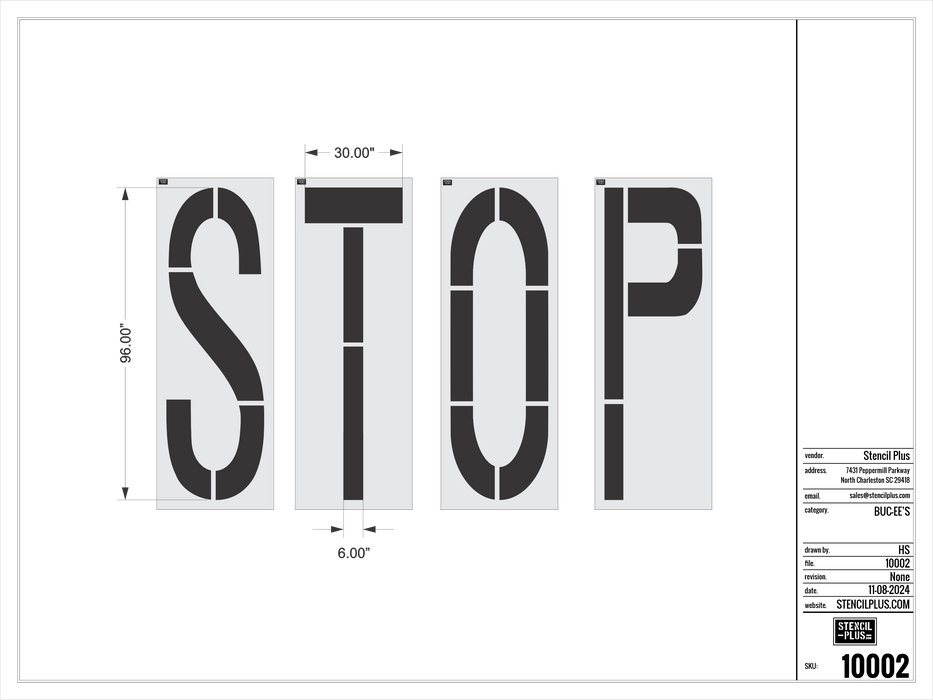 96"-- STOP--BUCEES-Pavement Marking Stencils