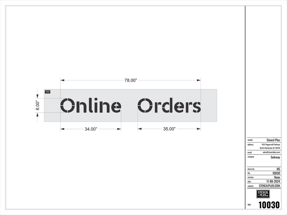 8" Online Orders-SAFEWAY--Pavement Marking Stencils