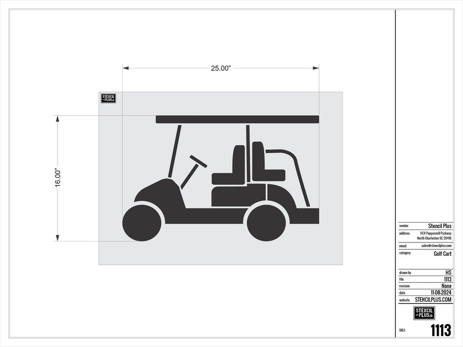 16" GOLF CART Pavement Marking Stencil