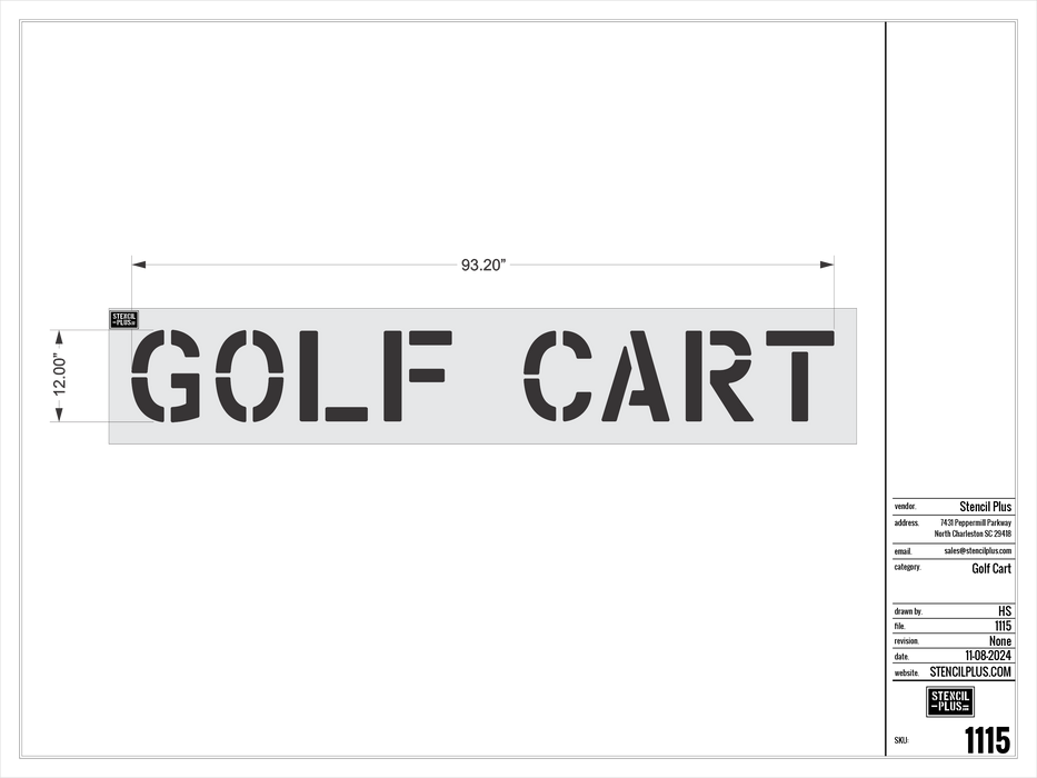 12" GOLF CART Pavement Marking Stencil