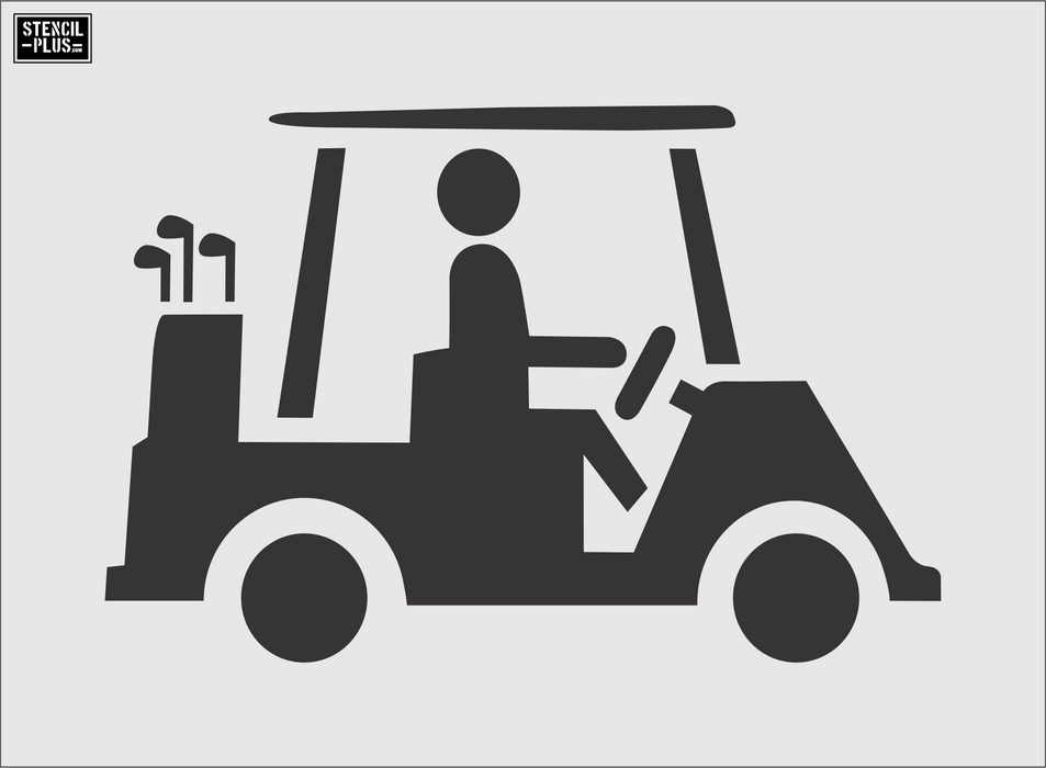 16" GOLF CART w/ GOLF CLUBS Pavement Marking Stencil