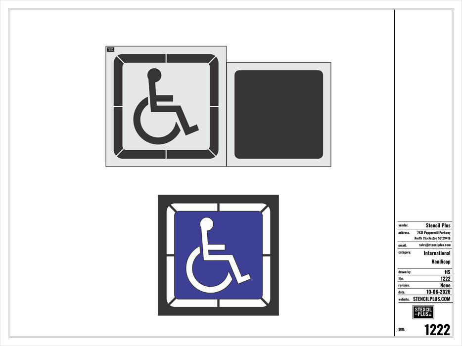 28" International Handicap w/ Border Pavement Marking Stencil