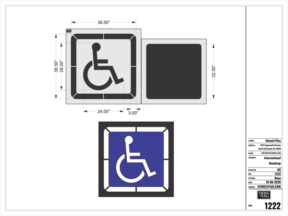 28" International Handicap w/ Border Pavement Marking Stencil