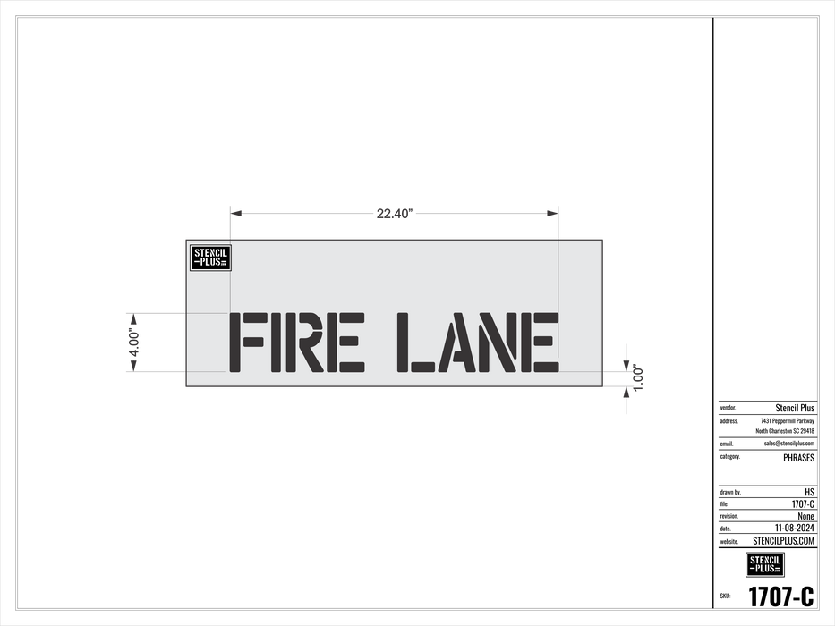 4" Word - FIRE LANE Parking Lot Pavement Marking Stencil