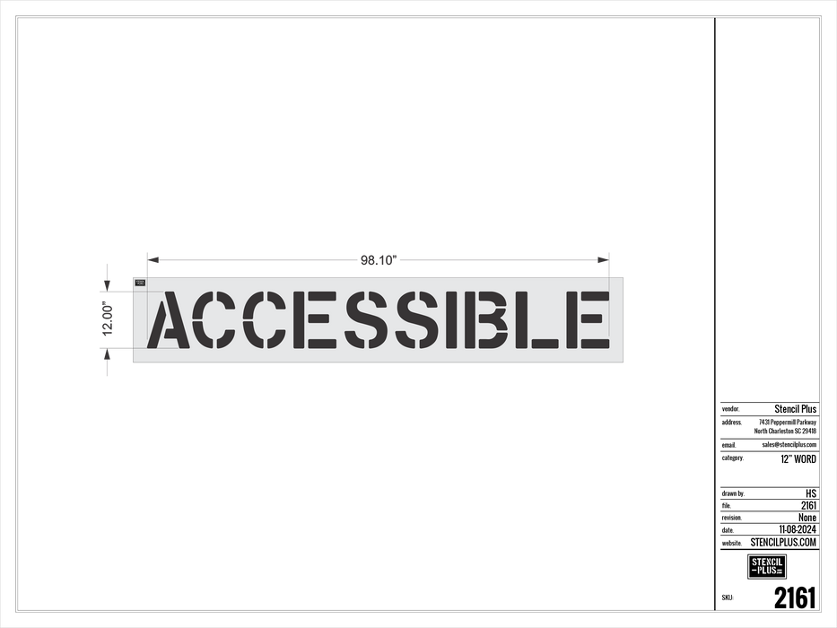 12" ACCESSIBLE- Pavement Marking Stencil