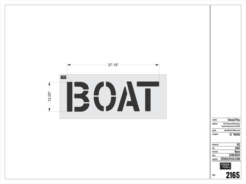 12" BOAT- Pavement Marking Stencil