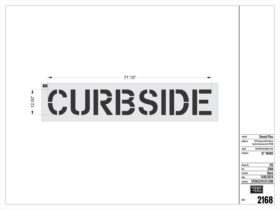 12" CURBSIDE- Pavement Marking Stencil