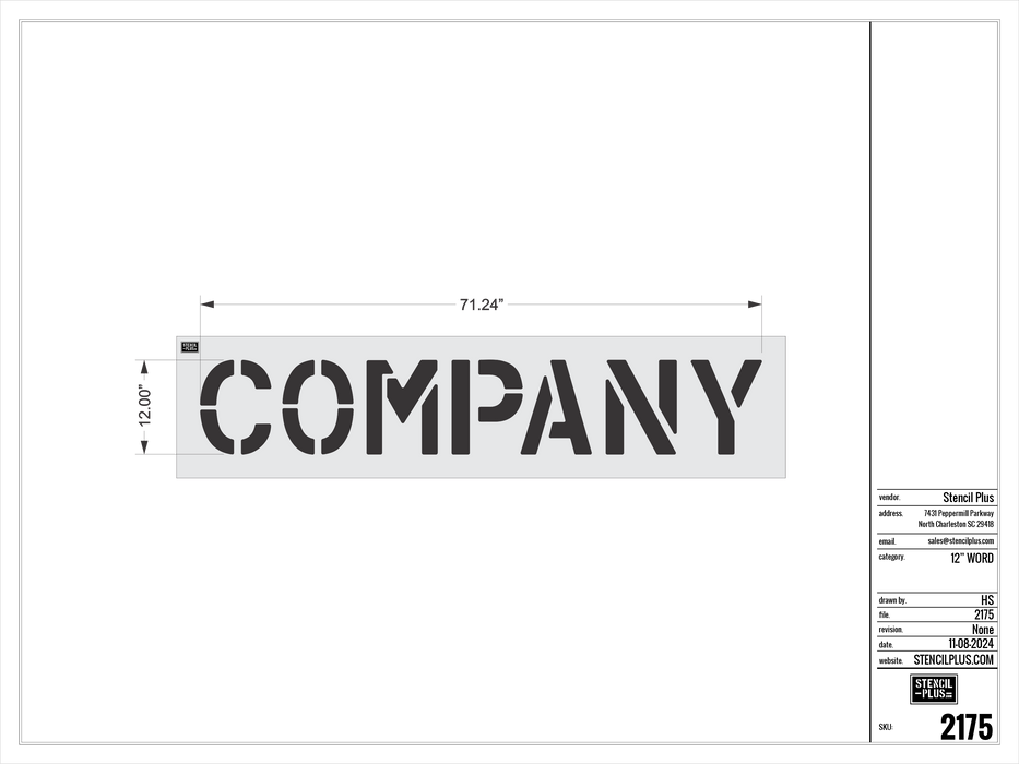 12" COMPANY- Pavement Marking Stencil