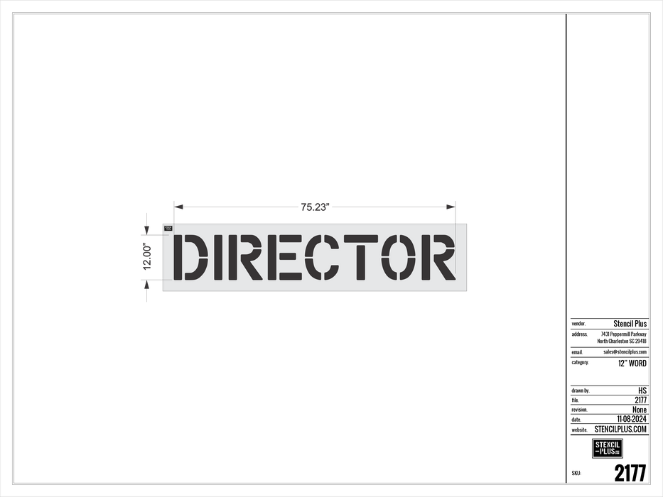12" DIRECTOR - Pavement Marking Stencil