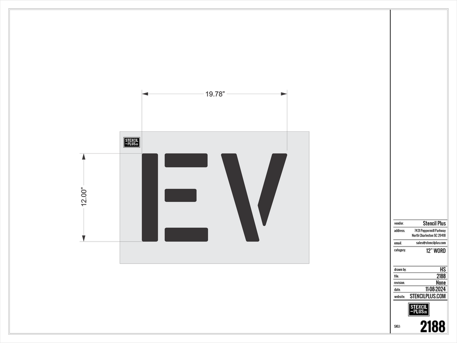 12" EV- Pavement Marking Stencil