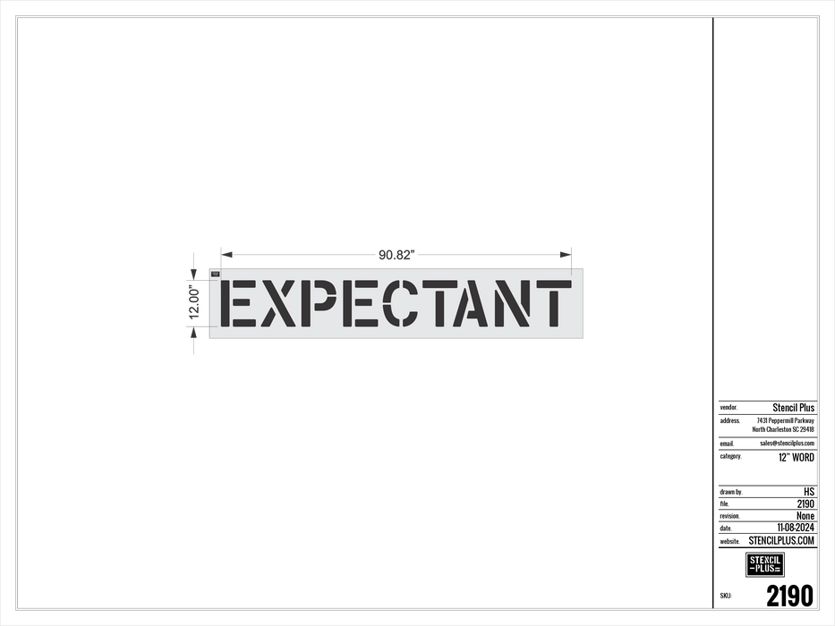 12" EXPECTANT- Pavement Marking Stencil