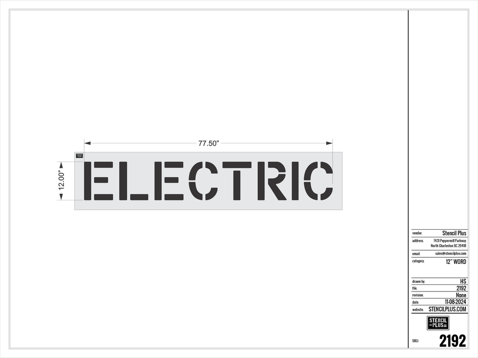 12" ELECTRIC- Pavement Marking Stencil