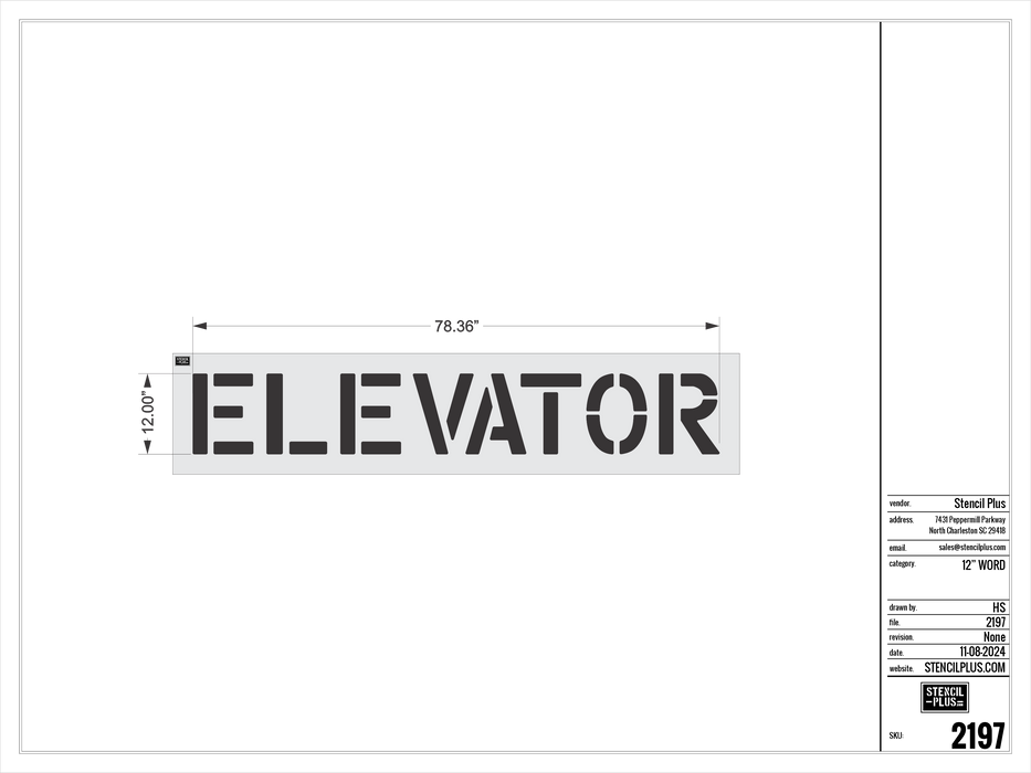12" ELEVATOR- Pavement Marking Stencil