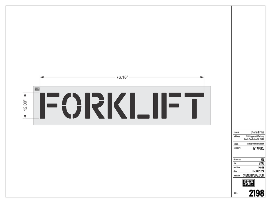 12" FORKLIFT- Pavement Marking Stencil