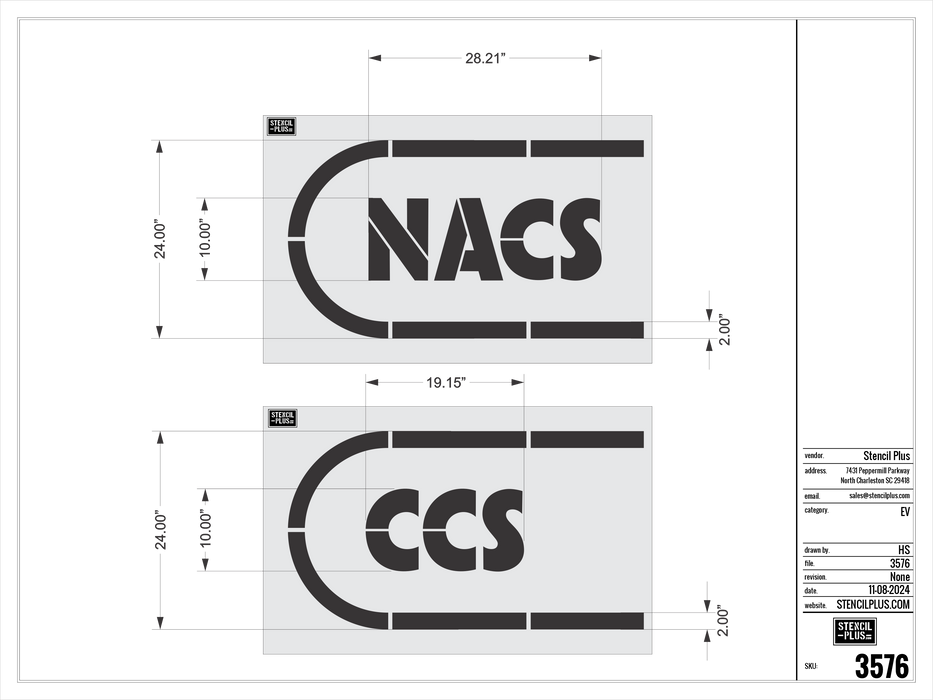 10" NACS / CCS PAVEMENT MARKING STENCIL