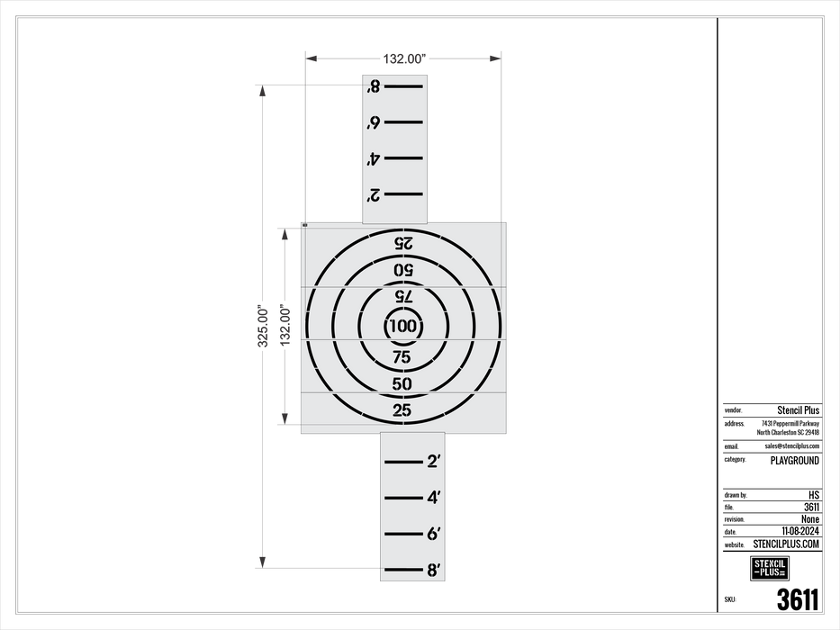325" Bean Bag Toss Playground Stencil