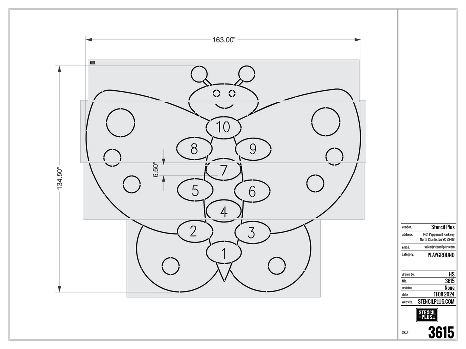 134" Butterfly Hopscotch Playground Stencil