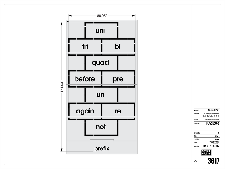 174" Prefix Table Hopscotch Playground Stencil