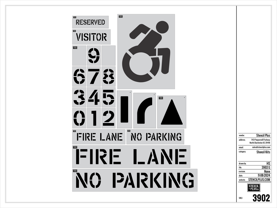 Intermediate - 22 PC Parking Lot Pavement Marking Stencil Kit