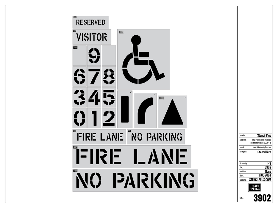 Intermediate - 22 PC Parking Lot Pavement Marking Stencil Kit