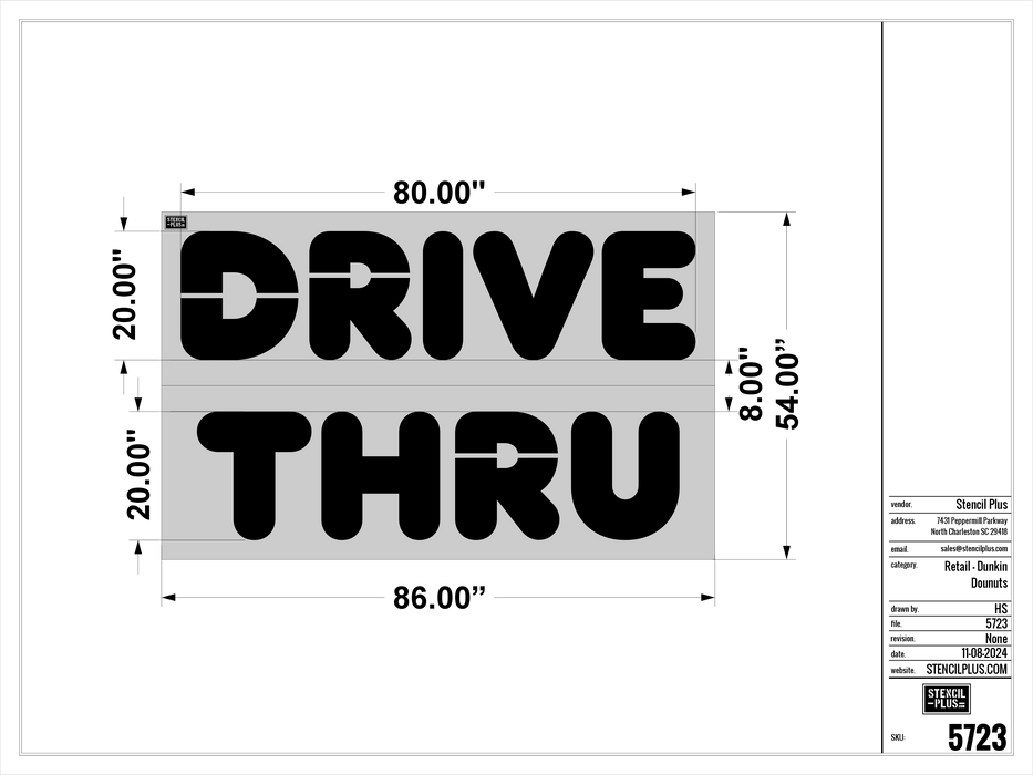Dunkin Donuts-20" DRIVE THRU Pavement Marking Stencil