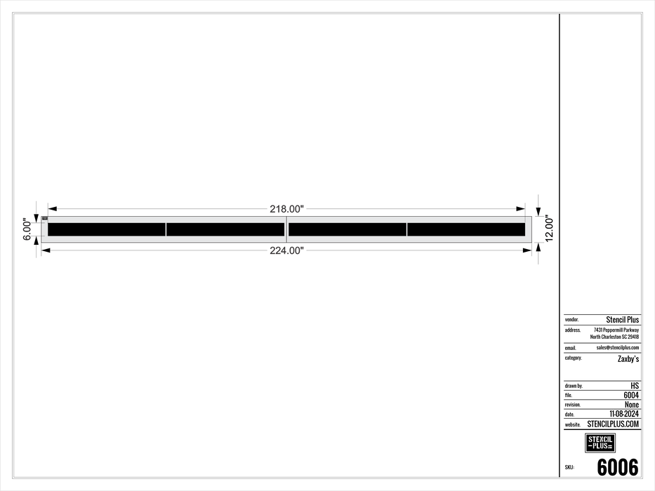 6" LINE STENCIL--ZAXBYS-Pavement Marking Stencils