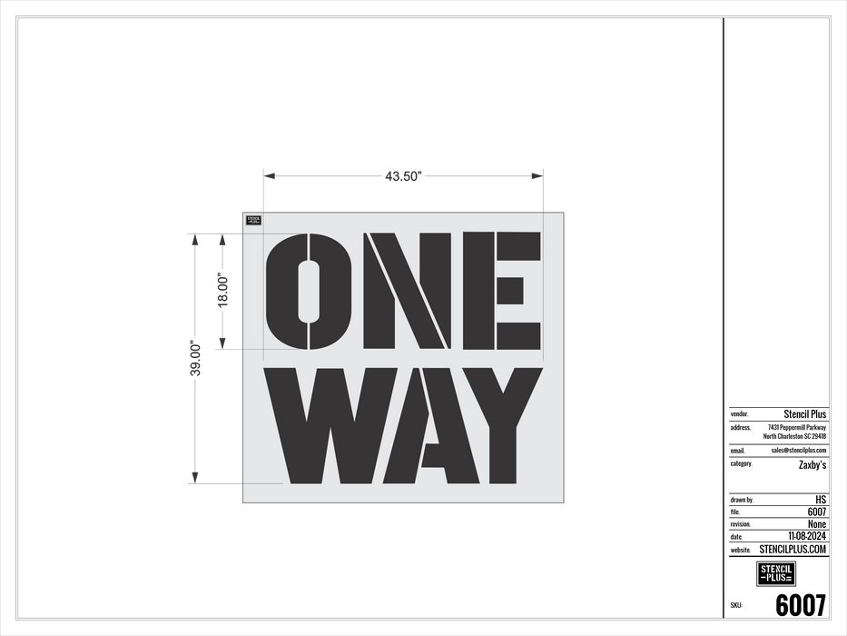 18" ONE WAY--ZAXBYS-Pavement Marking Stencils