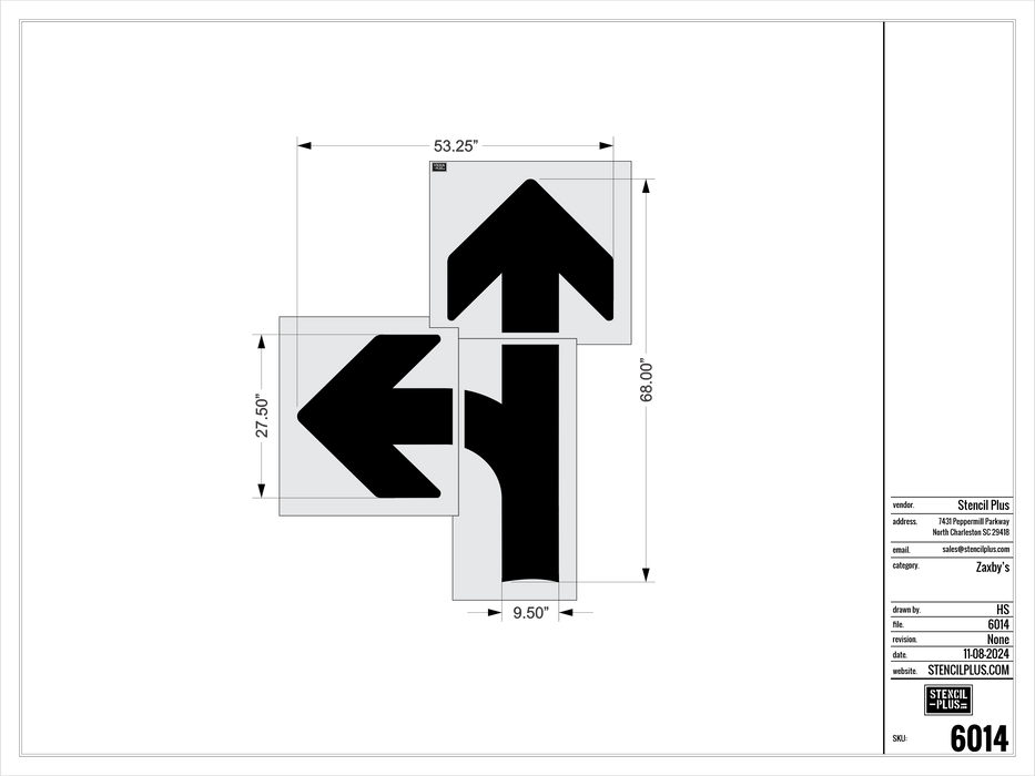 68" COMBINATION ARROW--ZAXBYS-Pavement Marking Stencils