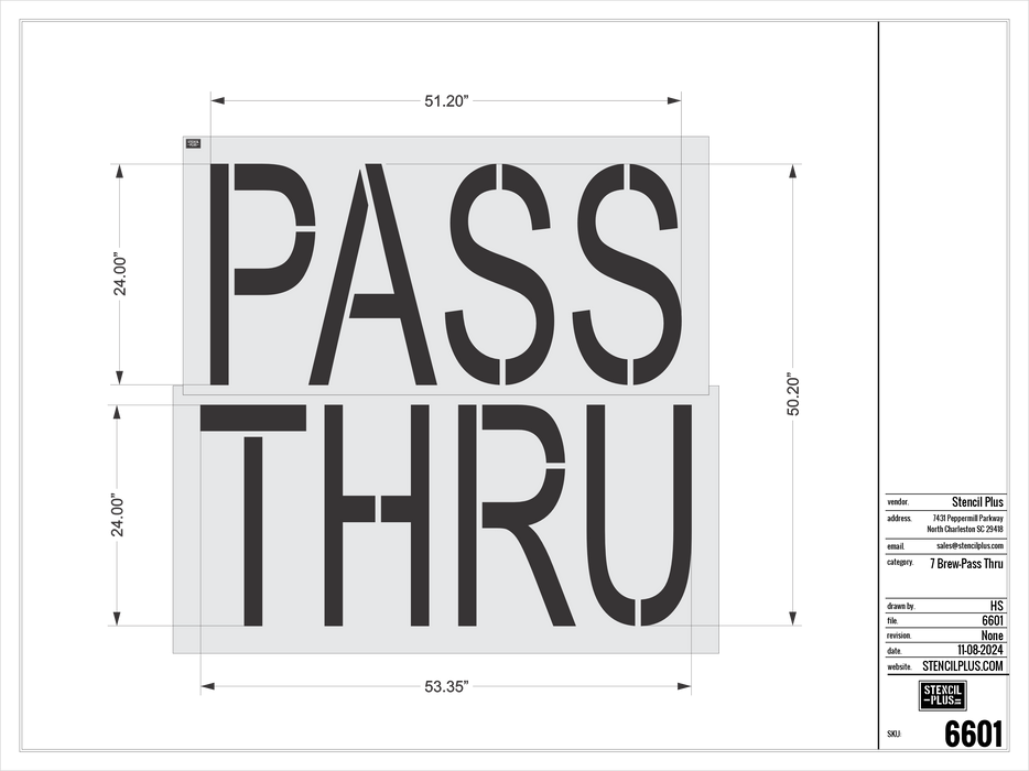 7 BREW-24" PASS THRU Pavement Marking Stencils