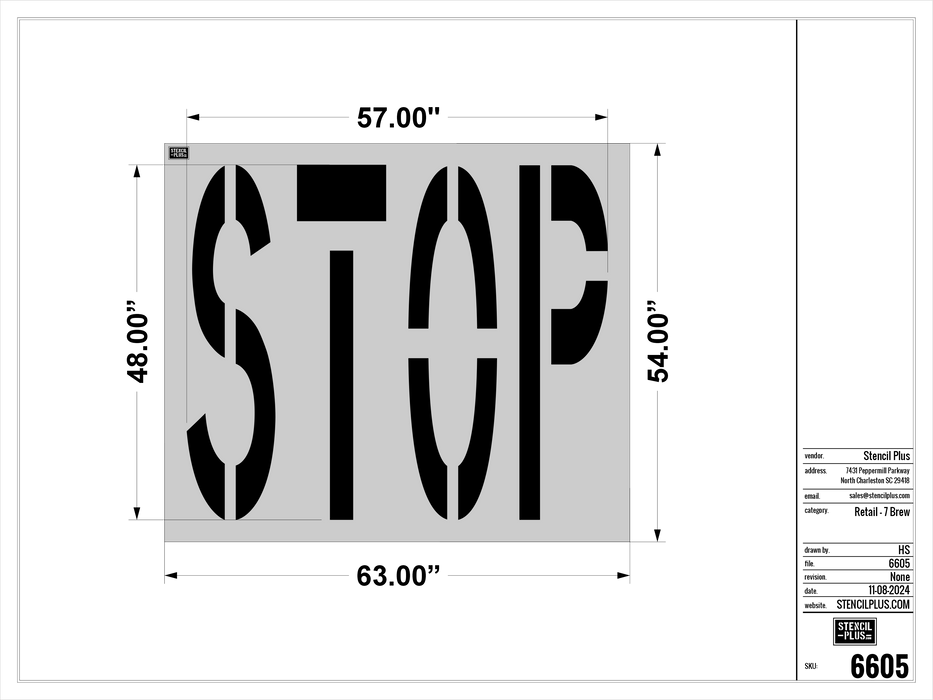 7 BREW-48" STOP Pavement Marking Stencils