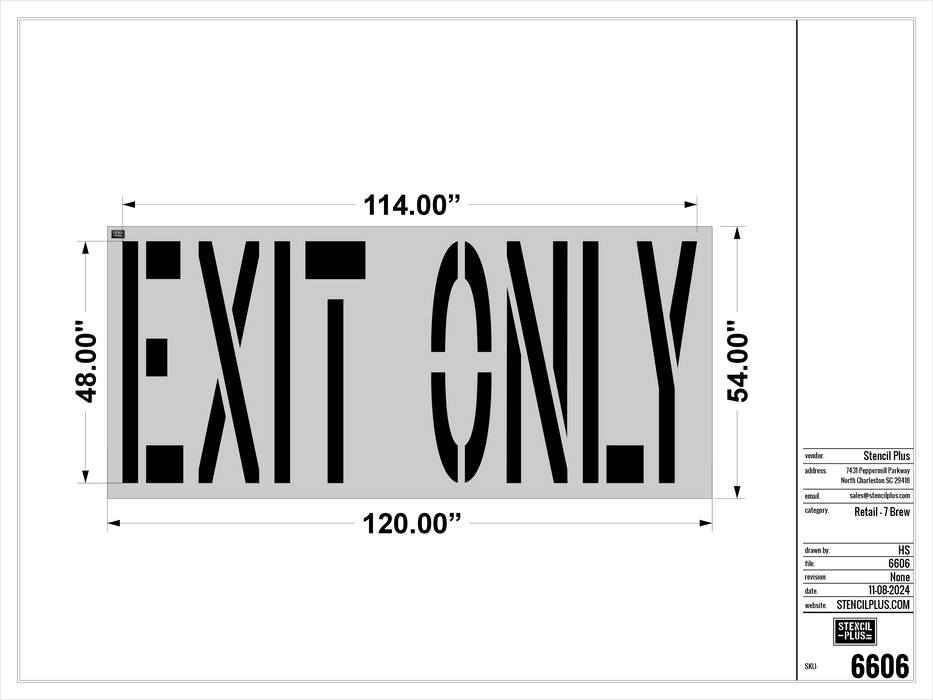 7 BREW-48" EXIT ONLY Pavement Marking Stencils