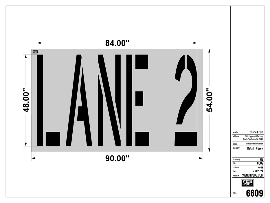 7 BREW-48" LANE 2---Pavement Marking Stencils