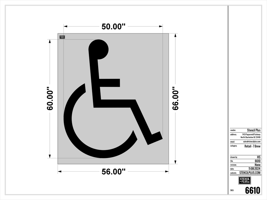 7 BREW-60" Handicap---Pavement Marking Stencils