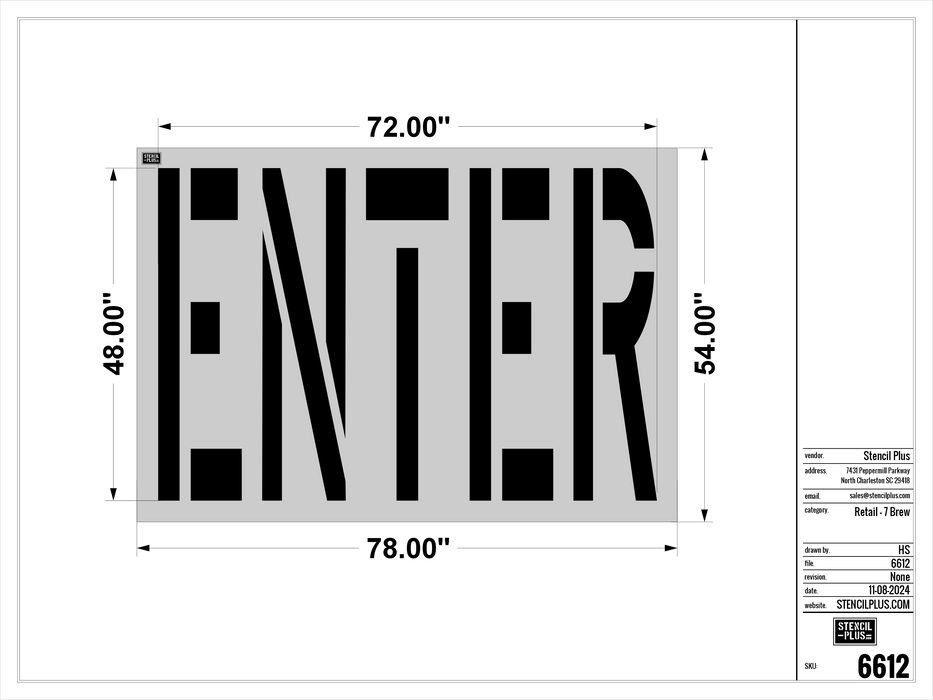 7 BREW- 48" ENTER---Pavement Marking Stencils