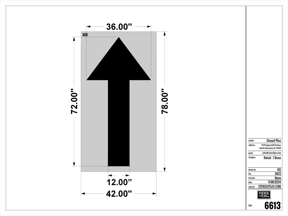 7 BREW- 72" Straight Arrow---Pavement Marking Stencils