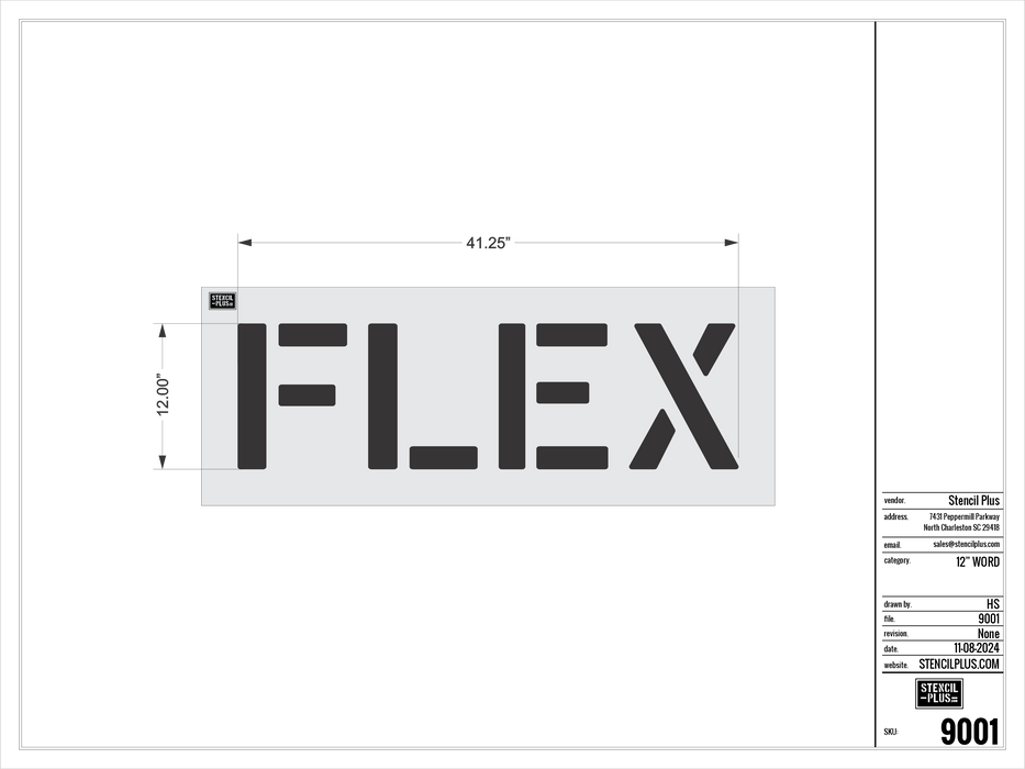 12" FLEX- Pavement Marking Stencil