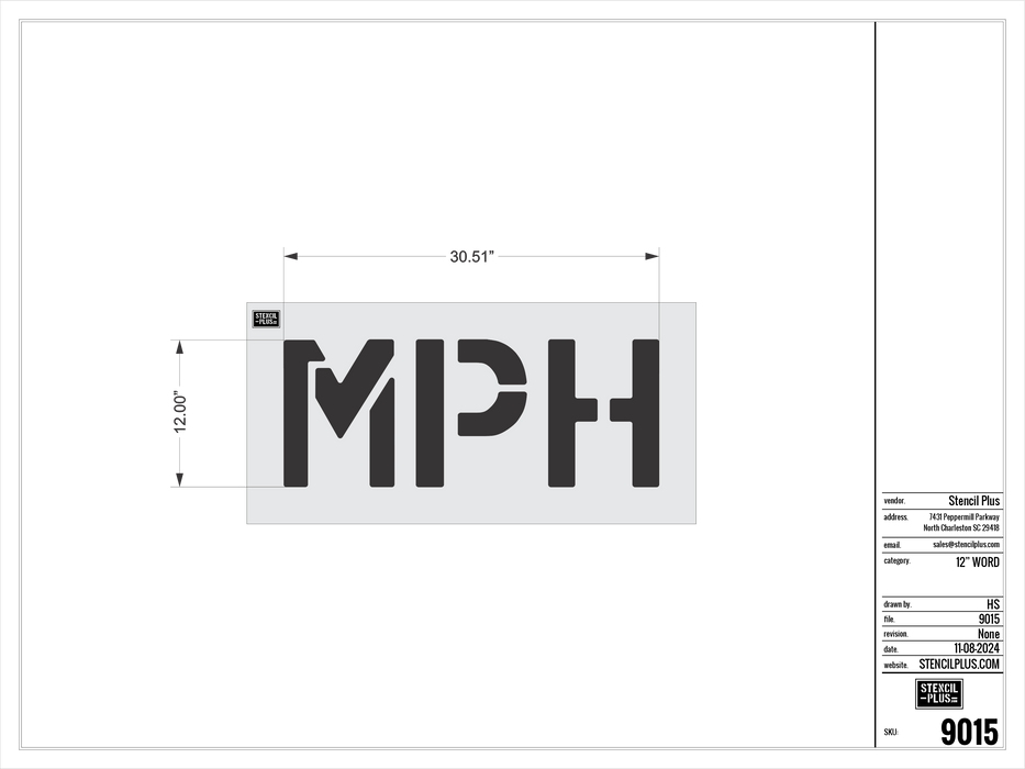 12" MPH- Pavement Marking Stencil