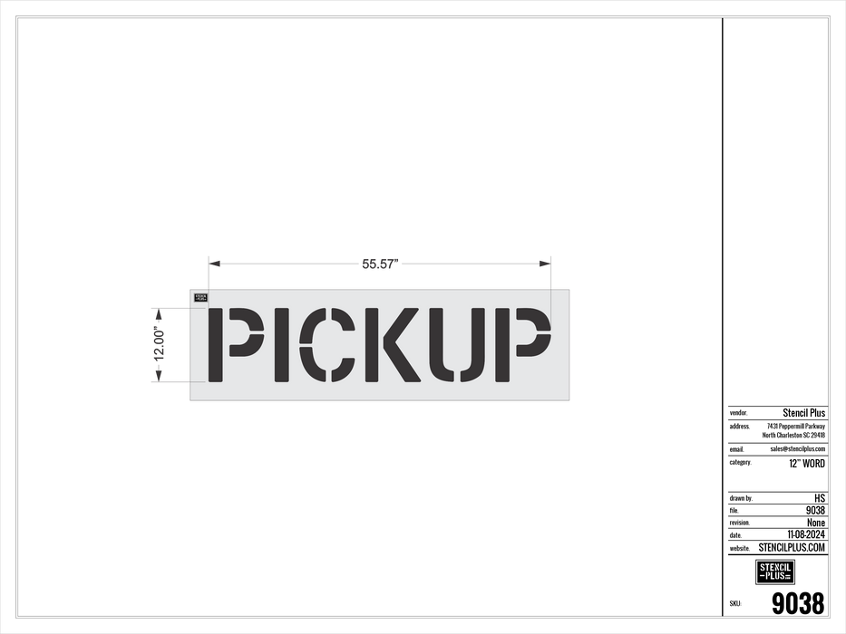 12" PICKUP- Pavement Marking Stencil