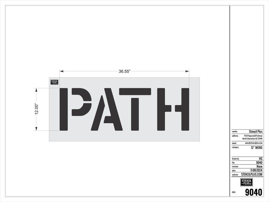 12" PATH- Pavement Marking Stencil
