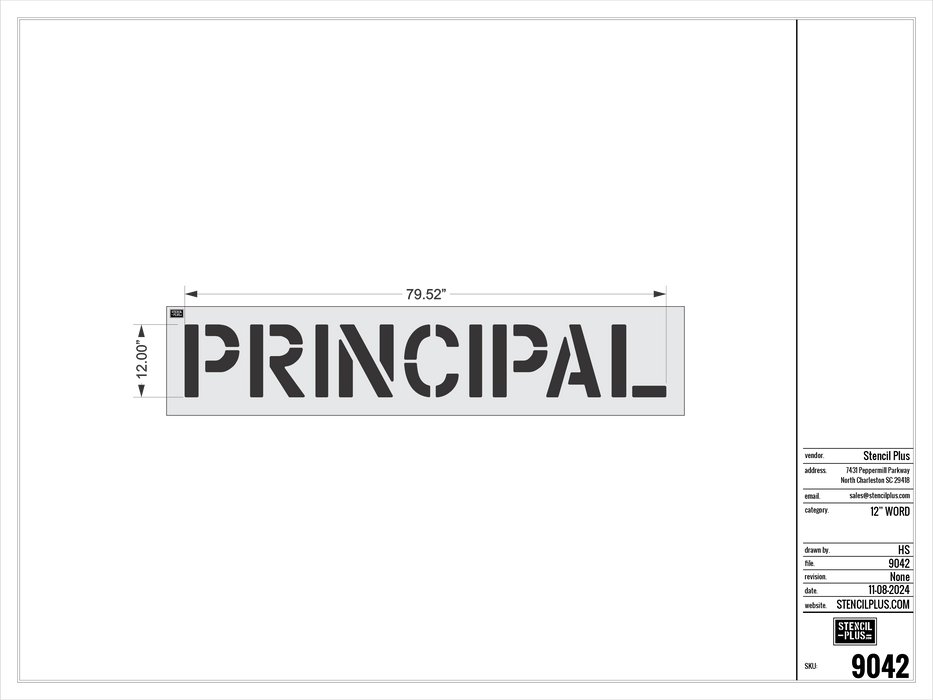 12" PRINCIPAL- Pavement Marking Stencil