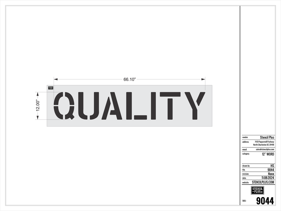 12" QUALITY- Pavement Marking Stencil