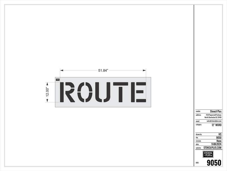 12" ROUTE - Pavement Marking Stencil