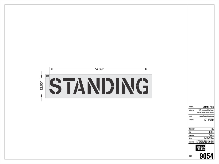 12" STANDING- Pavement Marking Stencil