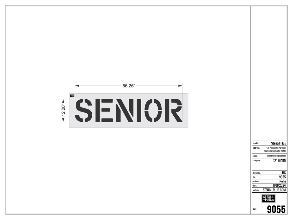 12" SENIOR- Pavement Marking Stencil