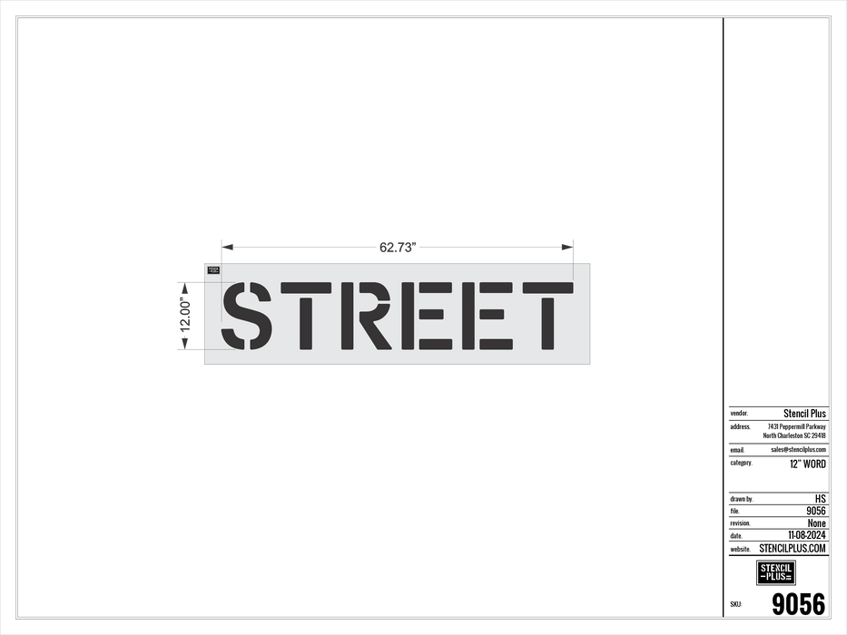 12" STREET- Pavement Marking Stencil