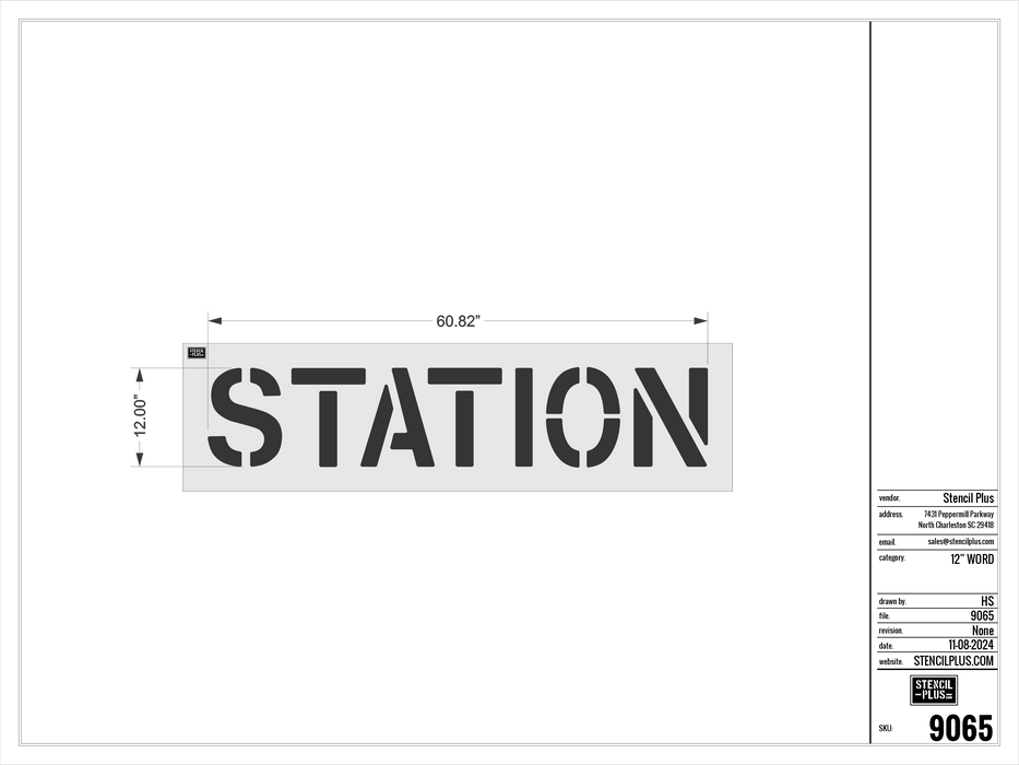 12" STATION- Pavement Marking Stencil