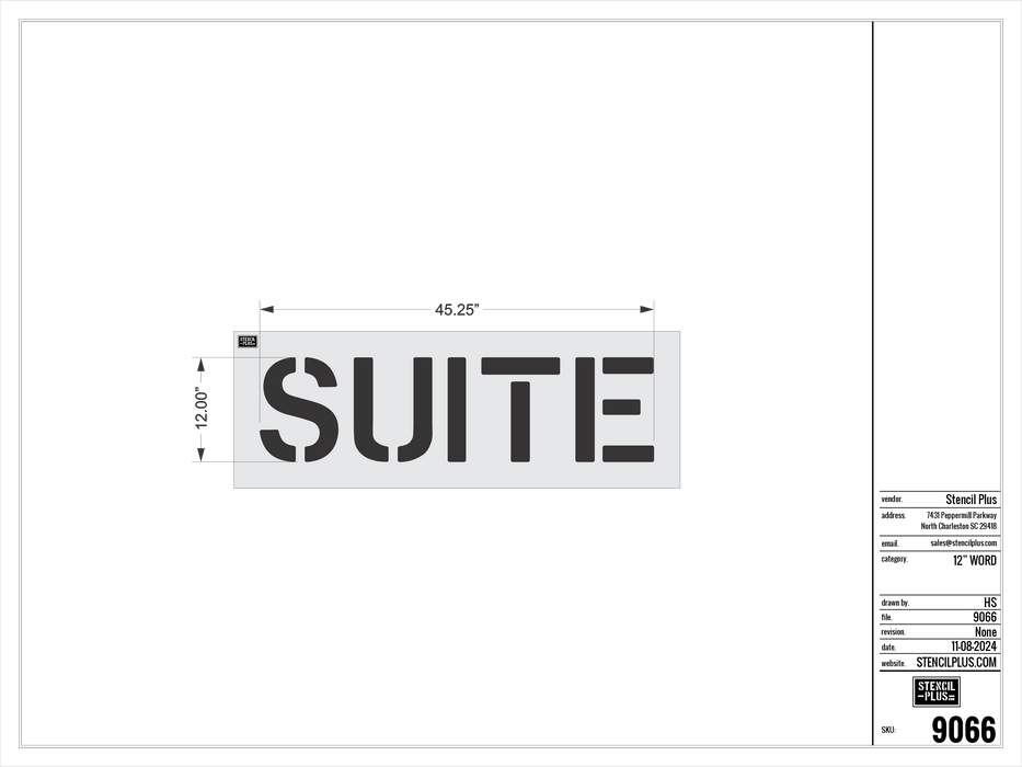 12" SUITE- Pavement Marking Stencil