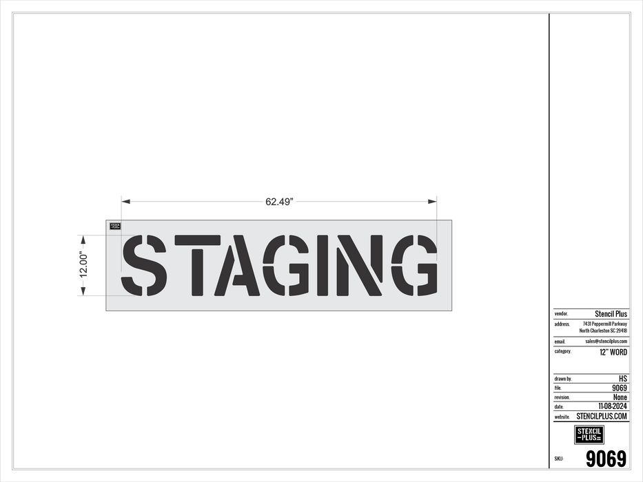12" STAGING- Pavement Marking Stencil